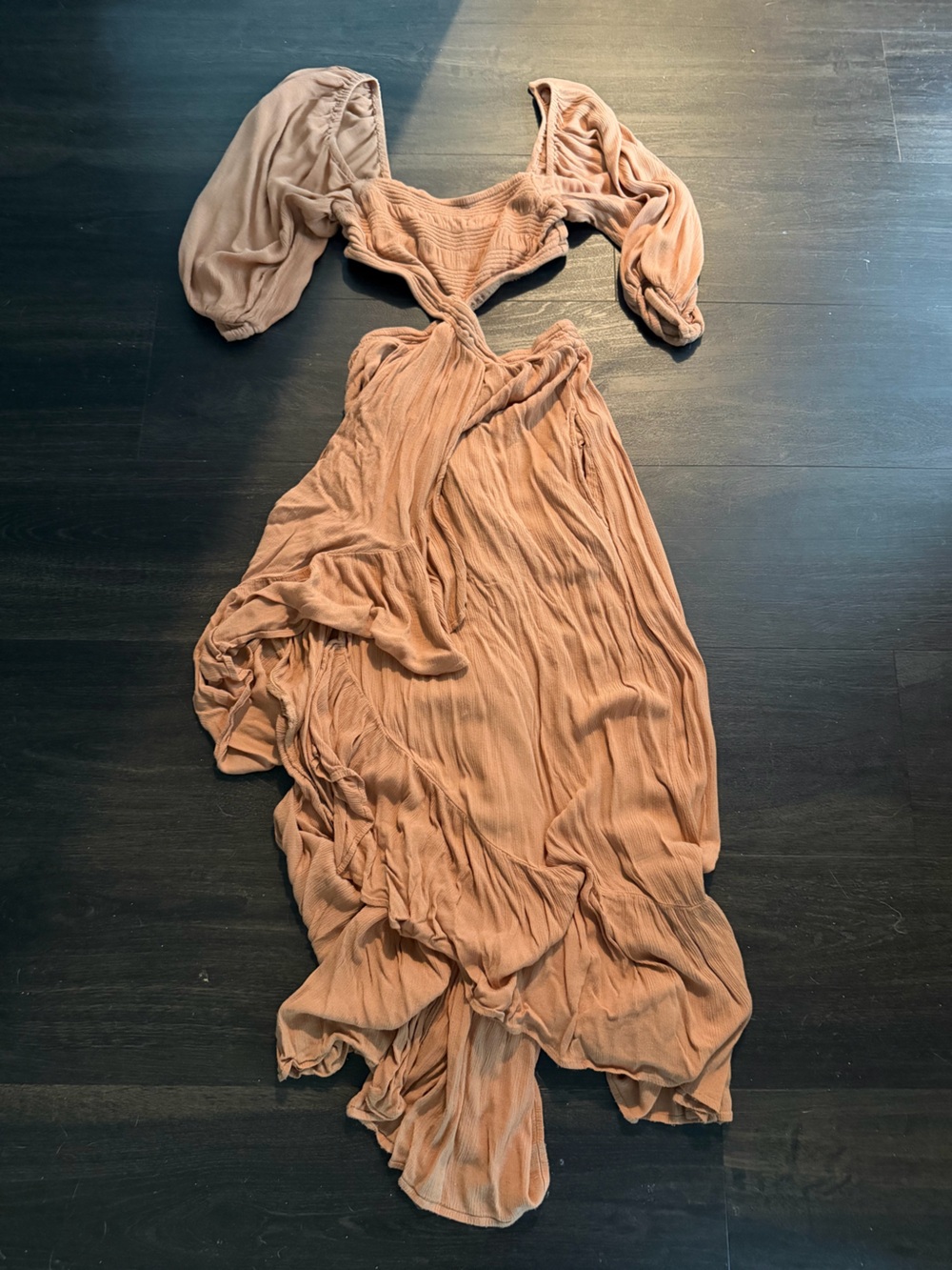 Free People Peachy Puff-Sleeve Maxi Dress